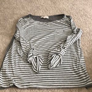 Loft white and grey striped top size large